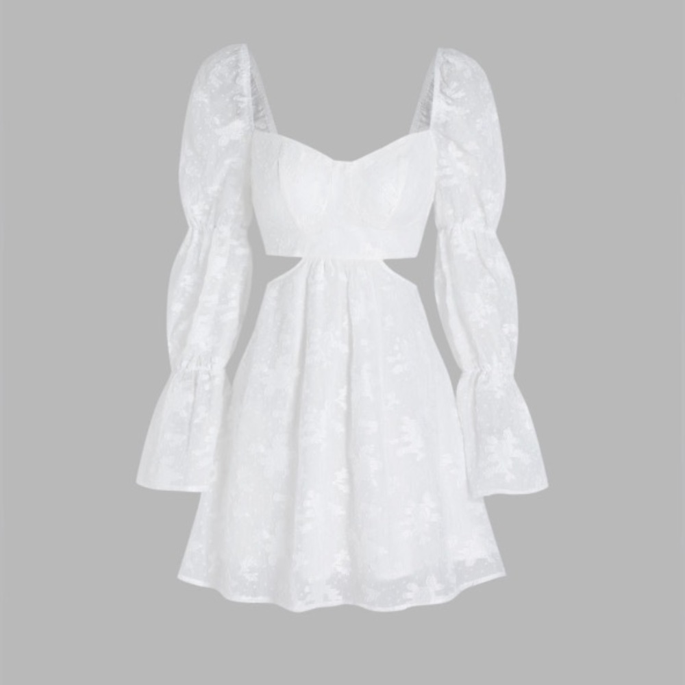 White Dress with Cut Outs (Worn One Time)